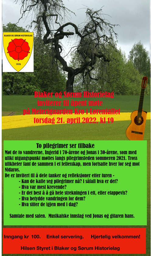 Historielaget inviterer til åpent møte 21. april 