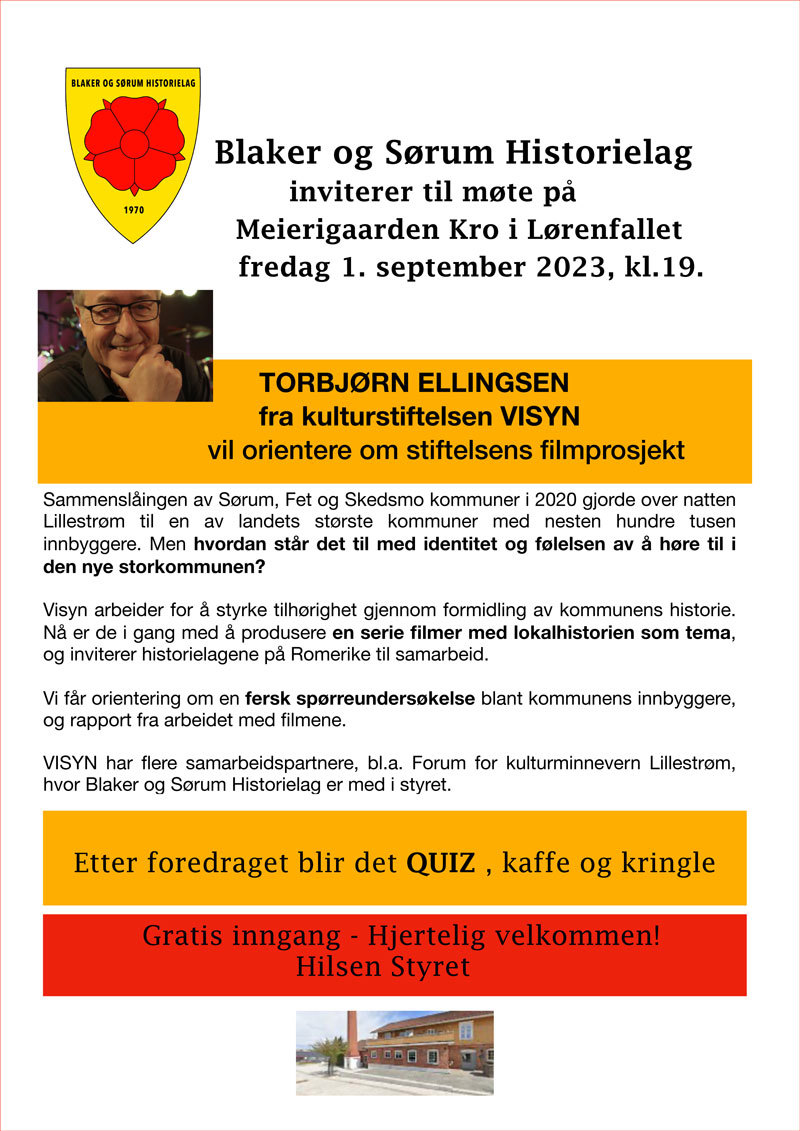 Møte på Kroa 1. sept. 2023 - info om VISYN