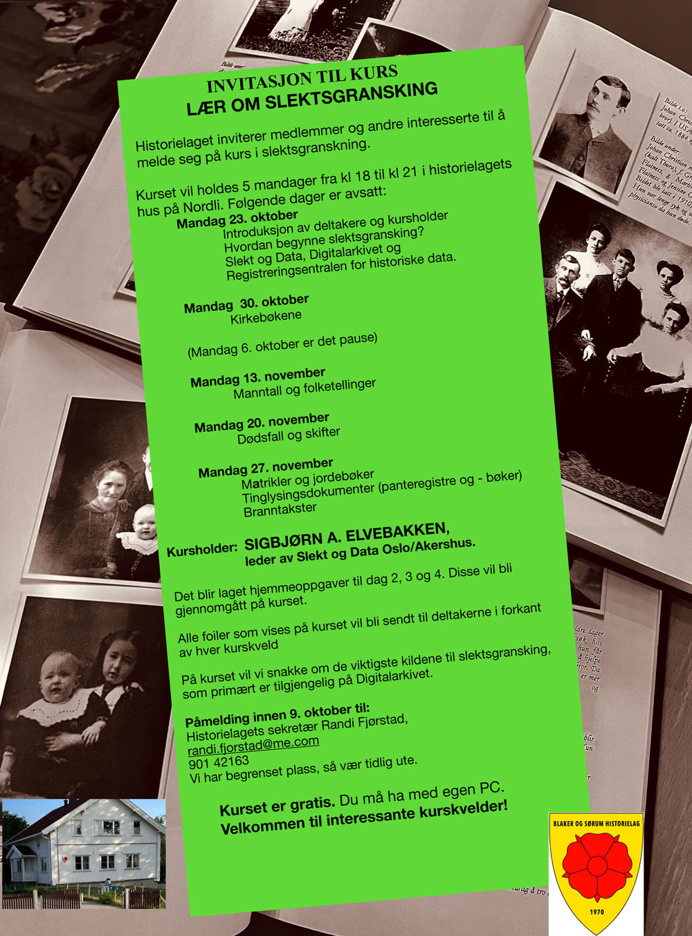 Historielaget inviterer til kurs i slektsgransking