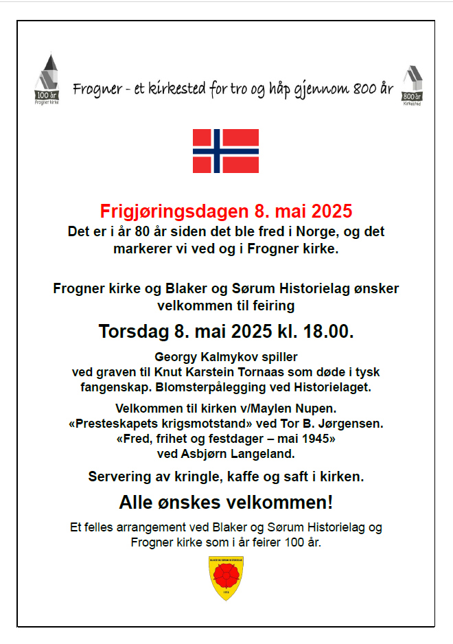 Frigjøringsdagen 8. mai 2025