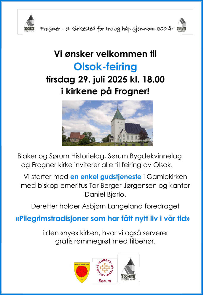 Velkommen til Olsok-feiring på Frogner 